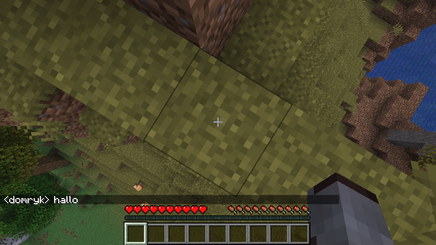 Minecraft-Java-Chat: Der Spielername domryk steht vor der Nachricht Hallo